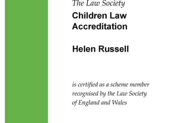 Head of Childcare Team, Helen Russell confirms Law Society  Children Law re-Accreditation.